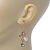 Clear Crystal, Milky White Cat Eye Stone Butterfly Drop Earrings In Gold Plating - 50mm Length - view 5