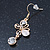 Clear Crystal, Milky White Cat Eye Stone Butterfly Drop Earrings In Gold Plating - 50mm Length - view 2