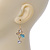 Clear Crystal, Light Blue Cat Eye Stone Butterfly Drop Earrings In Gold Plating - 50mm Length - view 3