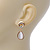 Milky White Cat Eye Teardrop Earrings In Gold Plating - 33mm Length - view 2