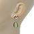 Light Green Cat Eye Teardrop Earrings In Gold Plating - 33mm Length - view 3