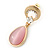Pink Cat Eye Teardrop Earrings In Gold Plating - 33mm Length - view 5