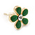Children's/ Teen's / Kid's Small Green Enamel 'Flower' Stud Earrings In Gold Plating - 12mm Length - view 2
