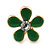 Children's/ Teen's / Kid's Small Green Enamel 'Flower' Stud Earrings In Gold Plating - 12mm Length - view 3