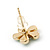 Children's/ Teen's / Kid's Small Green Enamel 'Flower' Stud Earrings In Gold Plating - 12mm Length - view 4