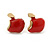 Children's/ Teen's / Kid's Tiny Red Enamel 'Apple' Stud Earrings In Gold Plating - 8mm Length