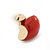 Children's/ Teen's / Kid's Tiny Red Enamel 'Apple' Stud Earrings In Gold Plating - 8mm Length - view 3