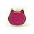Children's/ Teen's / Kid's Tiny Deep Pink Enamel 'Kitten' Stud Earrings In Gold Plating - 7mm Width - view 2