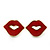 Children's/ Teen's / Kid's Small Red Enamel 'Lips' Stud Earrings In Gold Plating - 13mm Width