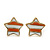 Children's/ Teen's / Kid's Tiny White/ Orange Enamel Stripy 'Star' Stud Earrings In Gold Plating - 8mm Diameter