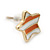 Children's/ Teen's / Kid's Tiny White/ Orange Enamel Stripy 'Star' Stud Earrings In Gold Plating - 8mm Diameter - view 3
