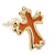 Children's/ Teen's / Kid's Small Coral Enamel 'Cross' Stud Earrings In Gold Plating - 11mm Length - view 3