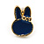 Children's/ Teen's / Kid's Tiny Navy Blue Enamel 'Bunny' Stud Earrings In Gold Plating - 10mm Length - view 2