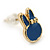Children's/ Teen's / Kid's Tiny Navy Blue Enamel 'Bunny' Stud Earrings In Gold Plating - 10mm Length - view 3