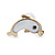 Children's/ Teen's / Kid's Small White Enamel 'Dolphin' Stud Earrings In Gold Plating - 10mm Length - view 2