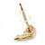 Children's/ Teen's / Kid's Small White Enamel 'Dolphin' Stud Earrings In Gold Plating - 10mm Length - view 4