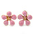 Children's/ Teen's / Kid's Tiny Baby Pink Enamel 'Daisy' Stud Earrings In Gold Plating - 9mm Diameter