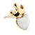 Children's/ Teen's / Kid's Small White Enamel 'Heart In The Crown' Stud Earrings In Gold Plating - 12mm Length - view 3