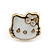Children's/ Teen's / Kid's Tiny White Enamel 'Kitty' Stud Earrings In Gold Plating - 9mm Diameter - view 2
