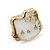 Children's/ Teen's / Kid's Tiny White Enamel 'Kitty' Stud Earrings In Gold Plating - 9mm Diameter - view 3