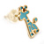 Children's/ Teen's / Kid's Small Light Blue Enamel 'Giraffe' Stud Earrings In Gold Plating - 10mm Length - view 3