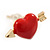 Children's/ Teen's / Kid's Small Red Enamel 'Heart And Arrow' Stud Earrings In Gold Plating - 16mm Width - view 3