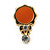 Children's/ Teen's / Kid's Small Coral Enamel, Diamante 'Princess Mirror' Stud Earrings In Gold Plating - 12mm Length - view 2