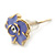 Children's/ Teen's / Kid's Small Purple Enamel 'Flower' Stud Earrings In Gold Plating - 10mm Length - view 3