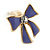 Children's/ Teen's / Kid's Small Purple Enamel 'Bow' Stud Earrings In Gold Plating - 10mm Length - view 3