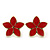 Children's/ Teen's / Kid's Small Red Enamel 'Flower' Stud Earrings In Gold Plating - 13mm Diameter