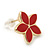 Children's/ Teen's / Kid's Small Red Enamel 'Flower' Stud Earrings In Gold Plating - 13mm Diameter - view 3