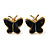 Children's/ Teen's / Kid's Small Black Enamel 'Butterfly' Stud Earrings In Gold Plating - 9mm Length - view 1