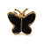 Children's/ Teen's / Kid's Small Black Enamel 'Butterfly' Stud Earrings In Gold Plating - 9mm Length - view 2