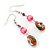 Floral Acrylic Bead Drop Earrings In Silver Tone - 60mm Length - view 2