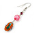 Floral Acrylic Bead Drop Earrings In Silver Tone - 60mm Length - view 4