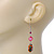 Floral Acrylic Bead Drop Earrings In Silver Tone - 60mm Length - view 5