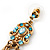Vintage Inspired Light Blue Diamante Chandelier Earrings In Gold Plating - 65mm Length - view 4