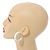 Wide Medium White Enamel Hoop Earrings - 40mm Diameter - view 3