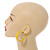 Wide Medium Yellow Enamel Hoop Earrings - 40mm Diameter - view 2