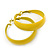 Wide Medium Yellow Enamel Hoop Earrings - 40mm Diameter - view 3