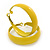 Wide Medium Yellow Enamel Hoop Earrings - 40mm Diameter - view 7