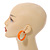 Wide Medium Orange Enamel Hoop Earrings - 45mm Diameter - view 2