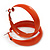 Wide Medium Orange Enamel Hoop Earrings - 45mm Diameter - view 5