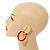 Medium Red Enamel Hoop Earrings - 45mm Diameter - view 2