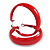Medium Red Enamel Hoop Earrings - 45mm Diameter - view 3