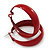 Medium Red Enamel Hoop Earrings - 45mm Diameter - view 7