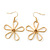 Vintage Inspired Gold Plated Diamante 'Daisy' Drop Earrings - 50mm Length