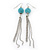 Retro Style Long Light Blue Crochet Chain Dangle Earrings In Silver Tone - 11cm Length