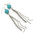 Retro Style Long Light Blue Crochet Chain Dangle Earrings In Silver Tone - 11cm Length - view 7