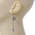 Silver Tone Double Heart Chain Drop Earrings - 70mm Length - view 3